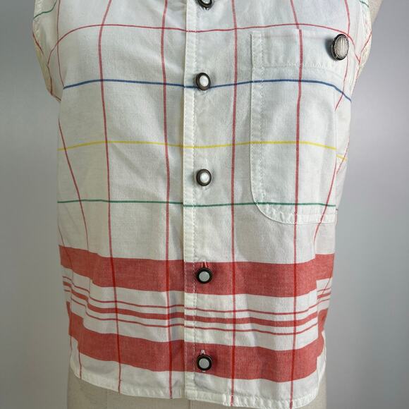 Vintage Lizwear Tank Top Cotton Windowpane Print - Picture 5 of 8